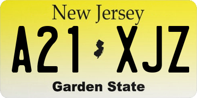 NJ license plate A21XJZ