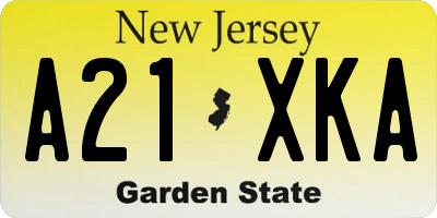 NJ license plate A21XKA