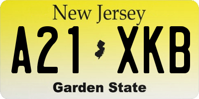 NJ license plate A21XKB