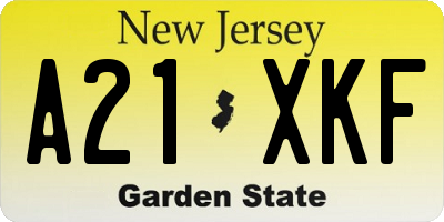 NJ license plate A21XKF