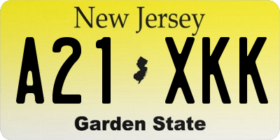 NJ license plate A21XKK