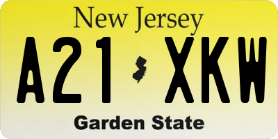 NJ license plate A21XKW