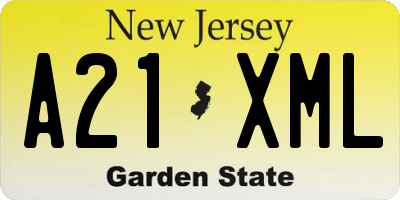 NJ license plate A21XML