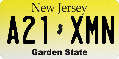 NJ license plate A21XMN