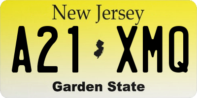 NJ license plate A21XMQ