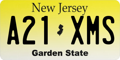 NJ license plate A21XMS