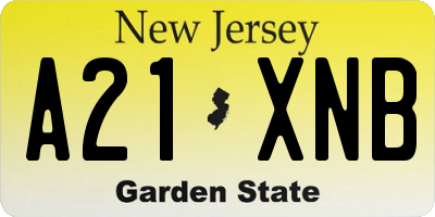 NJ license plate A21XNB