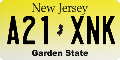 NJ license plate A21XNK