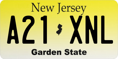 NJ license plate A21XNL