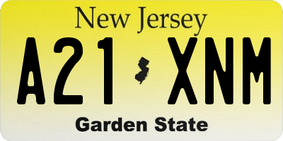 NJ license plate A21XNM