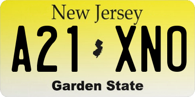 NJ license plate A21XNO