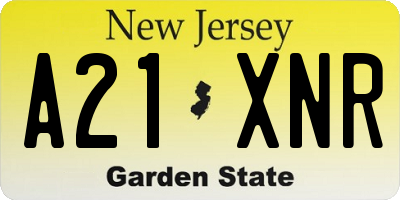 NJ license plate A21XNR