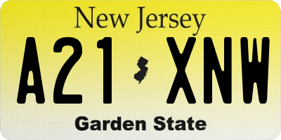 NJ license plate A21XNW