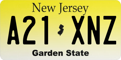 NJ license plate A21XNZ