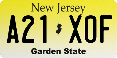NJ license plate A21XOF