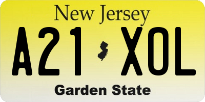NJ license plate A21XOL