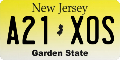 NJ license plate A21XOS