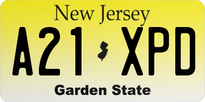 NJ license plate A21XPD
