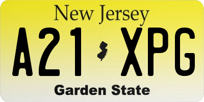 NJ license plate A21XPG