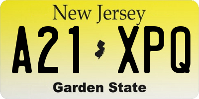 NJ license plate A21XPQ