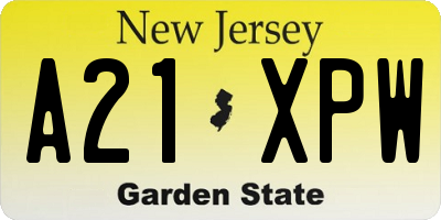 NJ license plate A21XPW