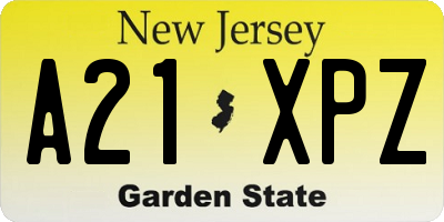NJ license plate A21XPZ