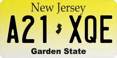 NJ license plate A21XQE