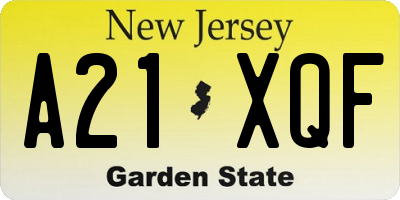 NJ license plate A21XQF