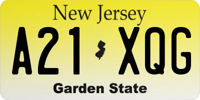 NJ license plate A21XQG