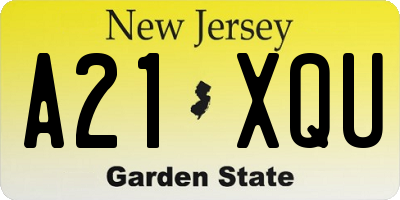 NJ license plate A21XQU
