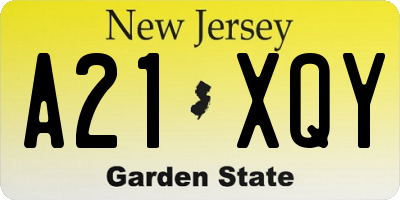 NJ license plate A21XQY