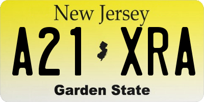 NJ license plate A21XRA