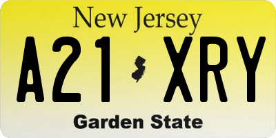 NJ license plate A21XRY