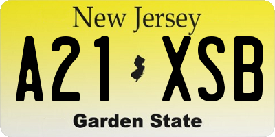 NJ license plate A21XSB