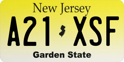 NJ license plate A21XSF