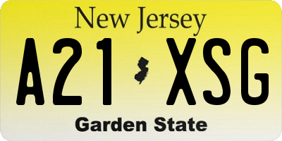 NJ license plate A21XSG