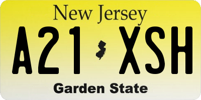 NJ license plate A21XSH