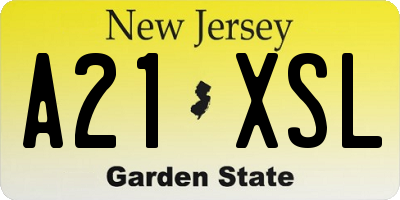 NJ license plate A21XSL