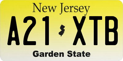 NJ license plate A21XTB