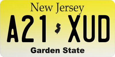 NJ license plate A21XUD
