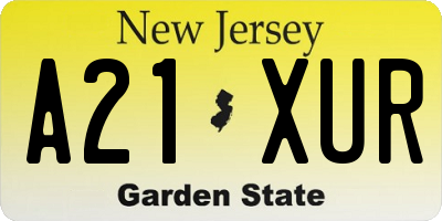 NJ license plate A21XUR