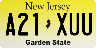 NJ license plate A21XUU