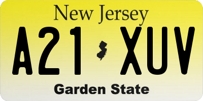 NJ license plate A21XUV