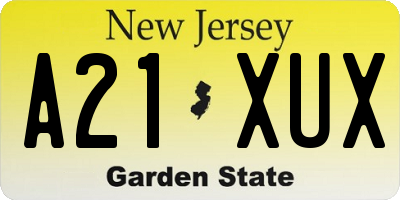 NJ license plate A21XUX