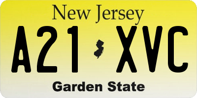 NJ license plate A21XVC