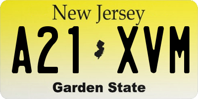 NJ license plate A21XVM