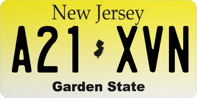 NJ license plate A21XVN
