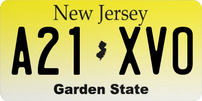 NJ license plate A21XVO