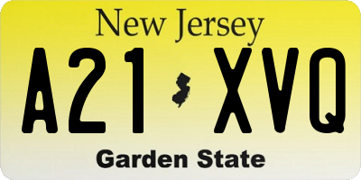 NJ license plate A21XVQ