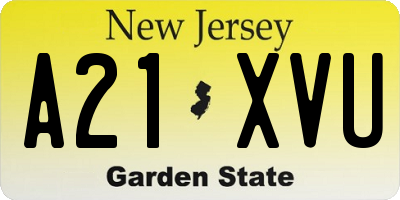 NJ license plate A21XVU